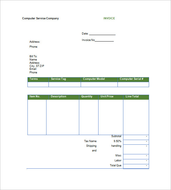 free google invoice template