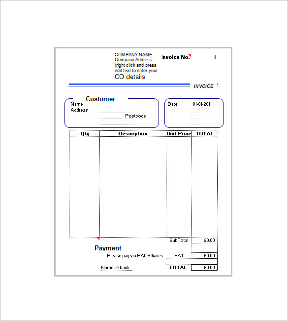 vat tax excel invoice format