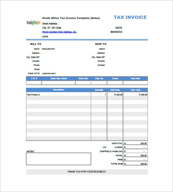vat invoice template free download
