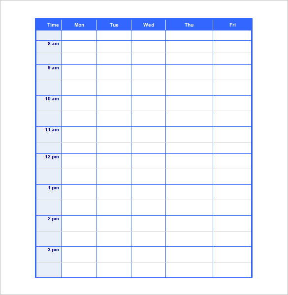 Blank Schedule Template 23 Free Word Excel PDF Format Download 