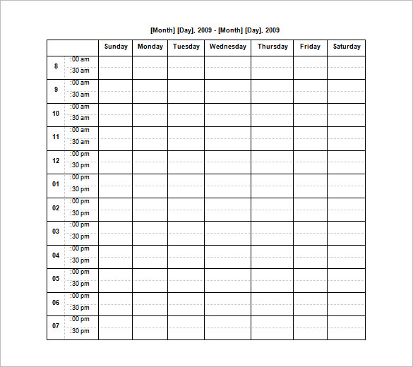 Blank Schedule Templates 11 Free Printable Word Excel And Pdf