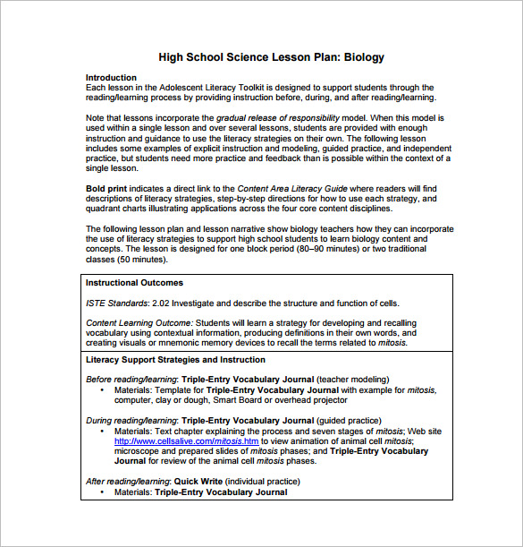 High School Lesson Plan Template 13 PDF Word Format Download 