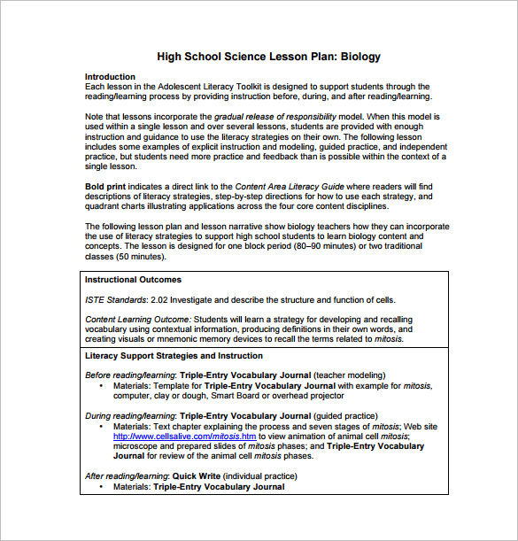 High School Lesson Plan Template -13+ PDF, Word, Format Download ...