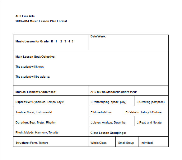 Music Lesson Plan Template 8+ Free PDF, Word, Format Download!