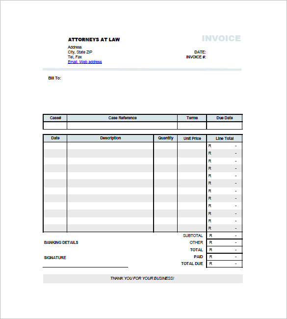 invoice for legal services template