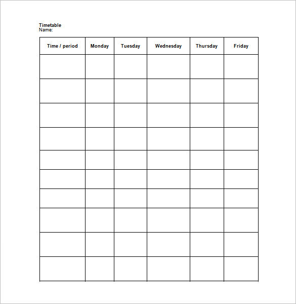 free printable weekly work schedule template