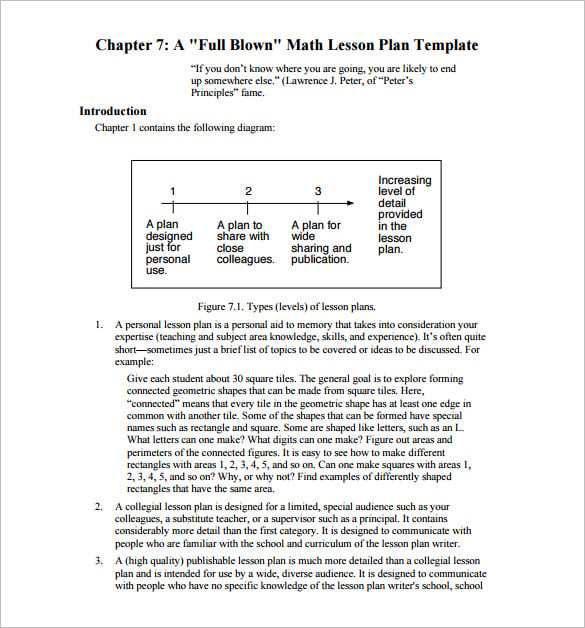 middle school math lesson plan template free pdf