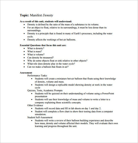 middle school lesson plan on density free pdf
