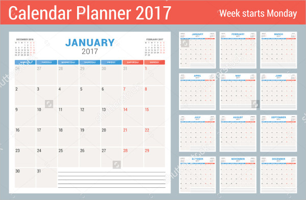 calendar planner for 2017 year