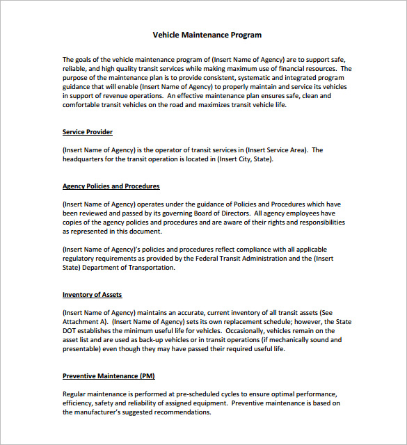 Vehicle Maintenance Schedule Template 13 Free Word Excel PDF 