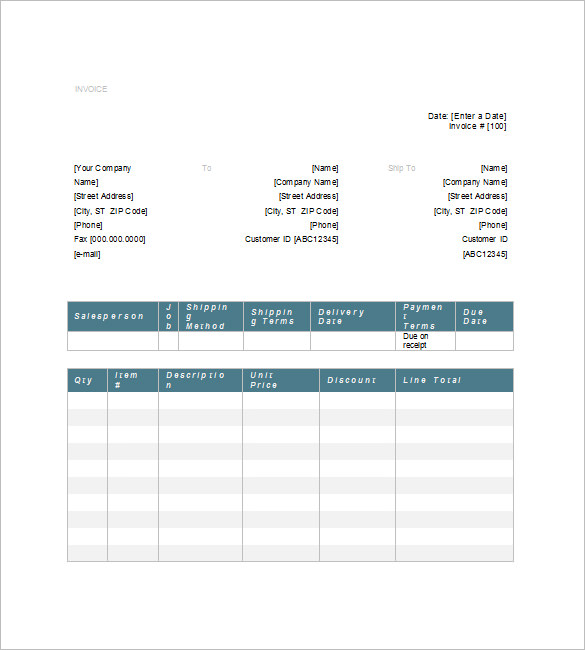 generic invoice template 5 free word excel pdf format