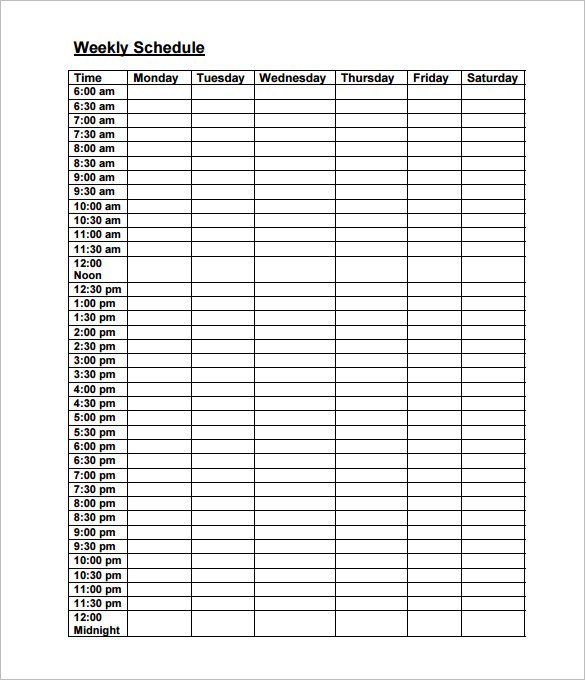 Weekly Work Schedule Template - 8+ Free Word, Excel, PDF ...