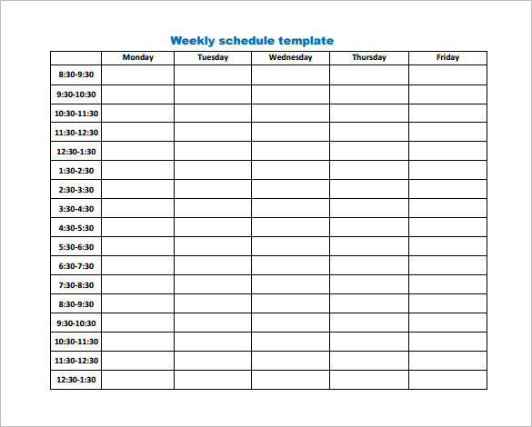 work week schedule template pdf