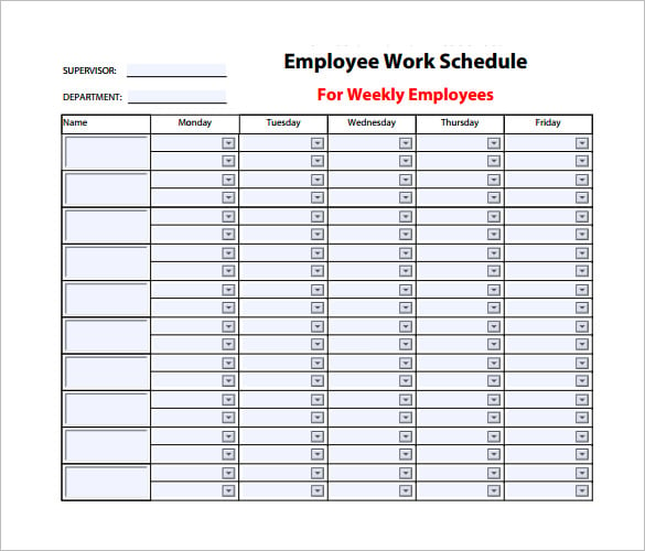 9+ Weekly Work Schedule Templates - PDF, Docs