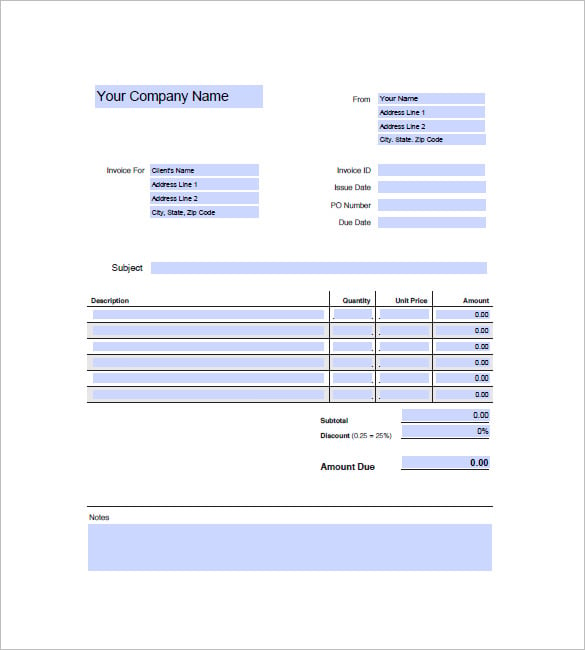 blank generic invoice template