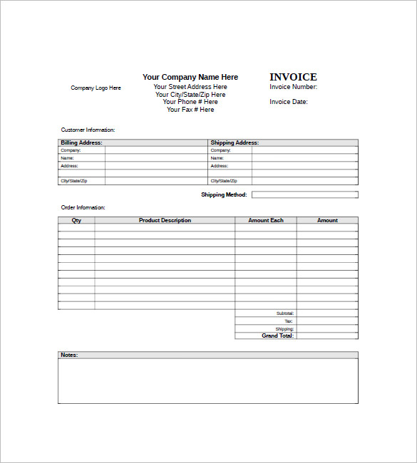 generic invoices templates