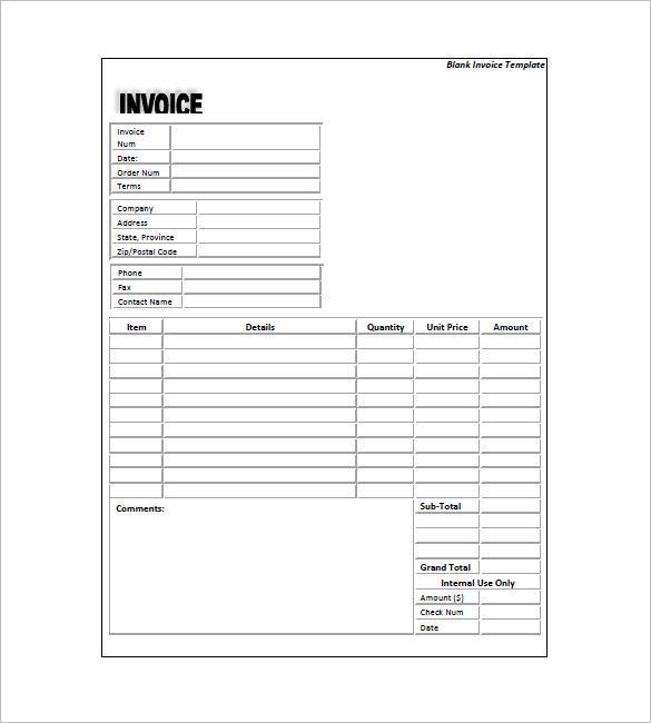 generic printable invoice template