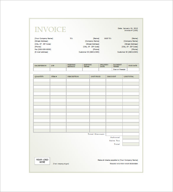 generic invoice template 5 free word excel pdf format download