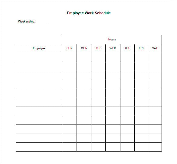 30+ Blank Work Schedule Templates - PDF, Docs, Word