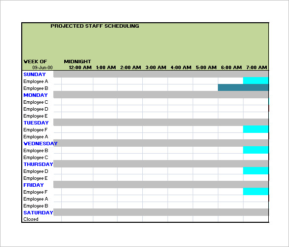 excel employee work schedule template