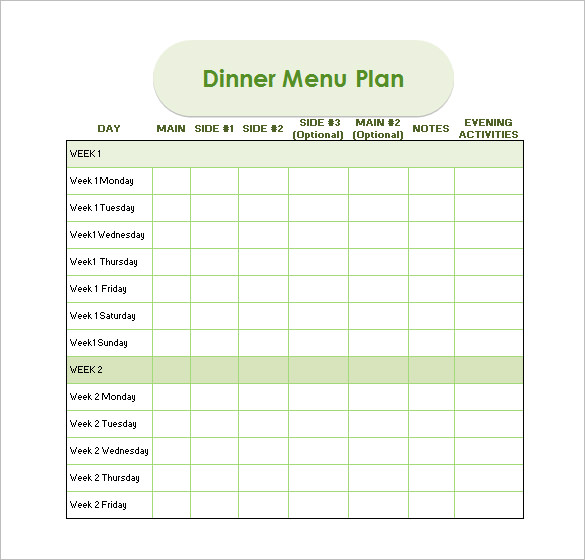 catering menu templates for microsoft excel