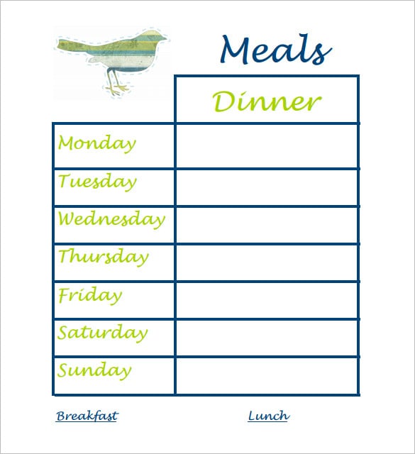 Dinner Schedule Template 8+ Free Word, Pdf, Excel Documents Download