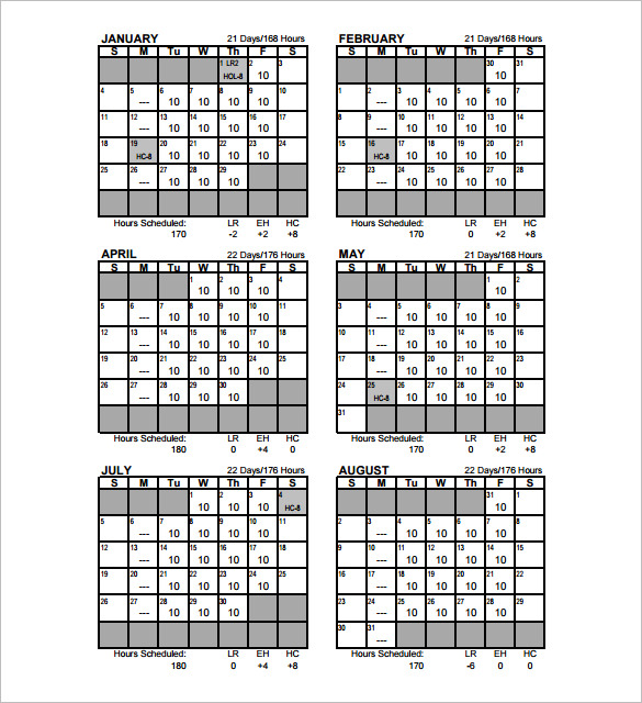 Monthly Work Schedule Template 25+ Free Word, Excel, PDF Format