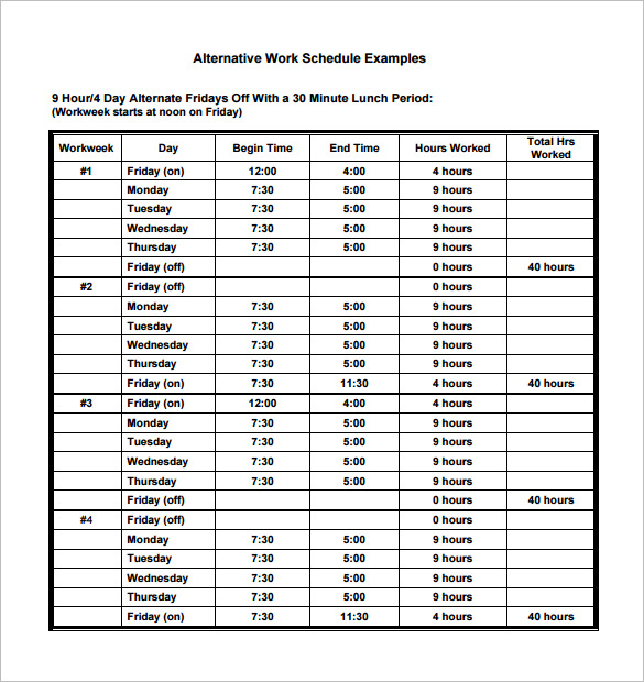 24 Monthly Work Schedule Templates PDF Docs