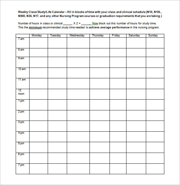 Weekly School Schedule Template -10+ Free Word, Excel Documents Download