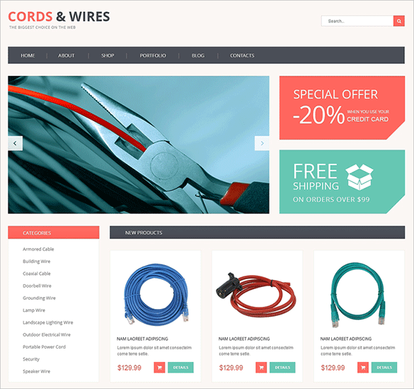 cords electronics woocommerce theme