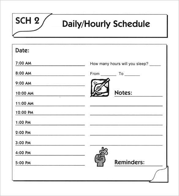 download daily work schedule template free pdf format