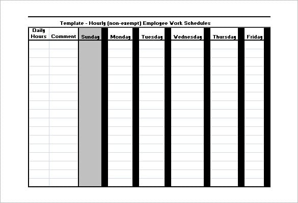 employee hourly work schedule template excel download