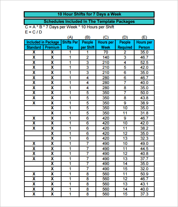 Restaurant Work Schedule Template Excel