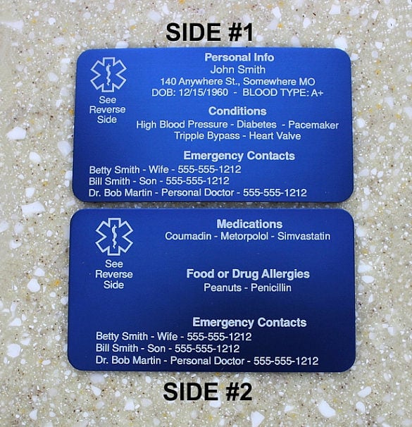 medical alert card template