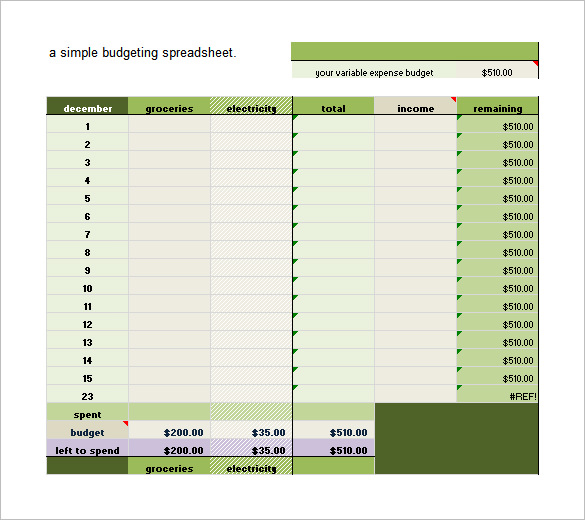 simple monthly budget excel template