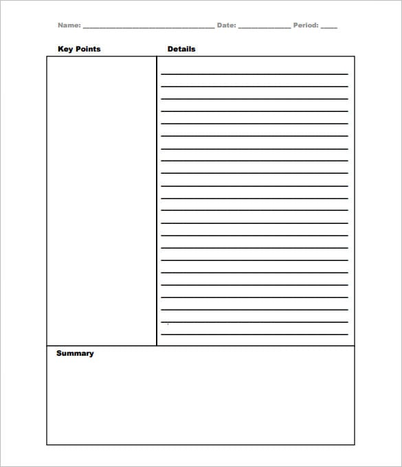 Cornell Notes Template 29+ Word, PDF Format Download