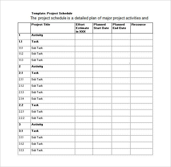 download project schedule template word doc