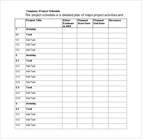 download project schedule template word doc