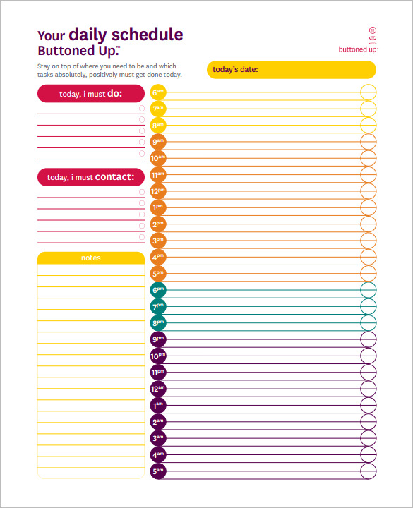 24 Hour Planner Template