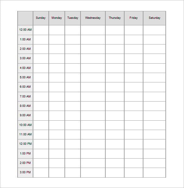 24 Hours Schedule Templates 16+ Free Word, Excel, PDF Format Download