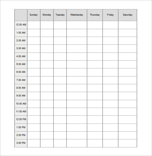 24 Hours Schedule Templates 16 Free Word Excel PDF Format Download 