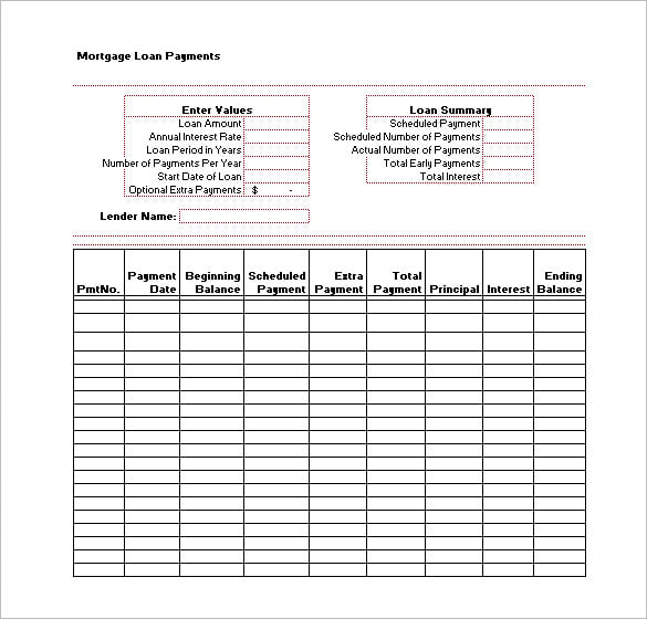 mortgage loan schedule template excel format download