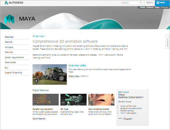 maya best 3d animation modeling software