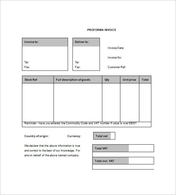 10 proforma invoice templates free word pdf format download free