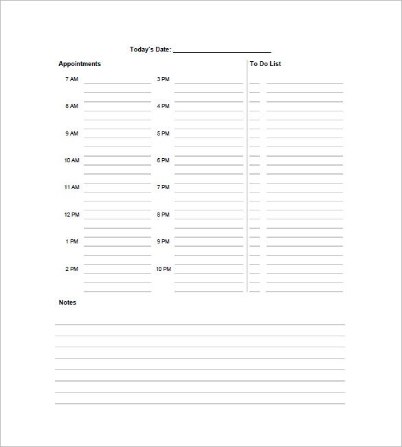 daily agenda templates