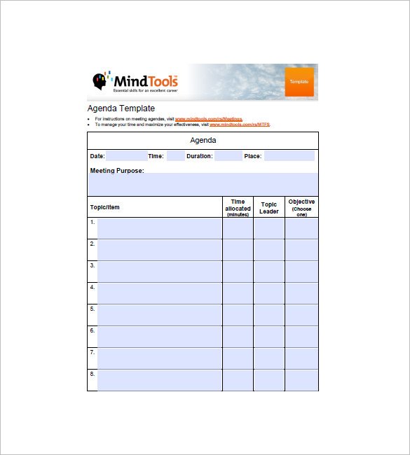 simple agenda templates