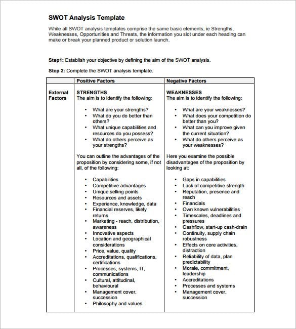 45+ SWOT Analysis Template - Word, Excel, PDF, PPT