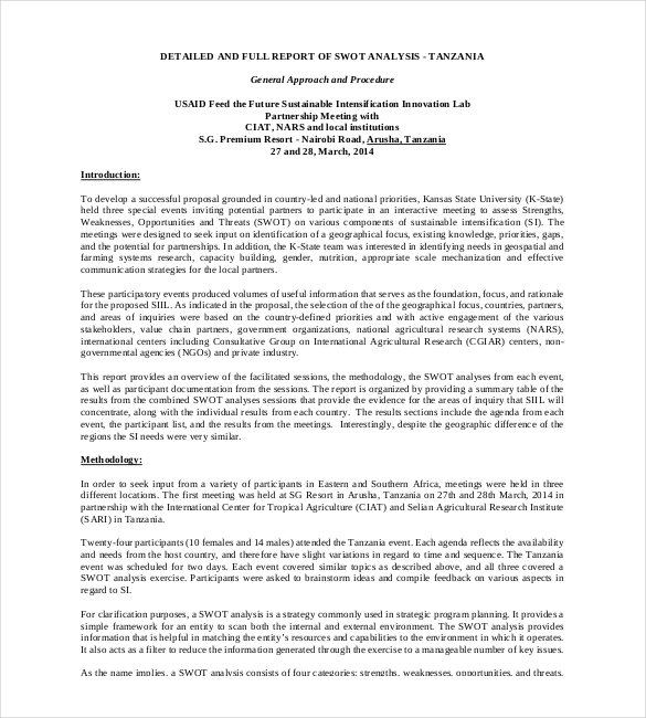 example of detailed swot analysis template