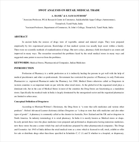 retail swot analysis format