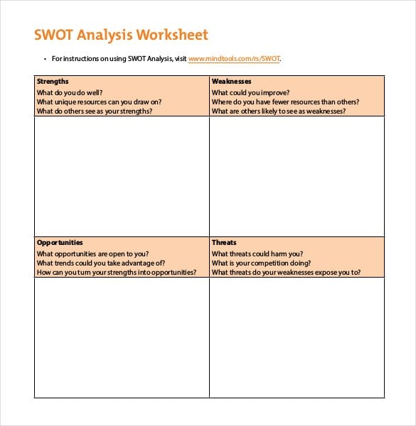 swot analysis worksheet template1